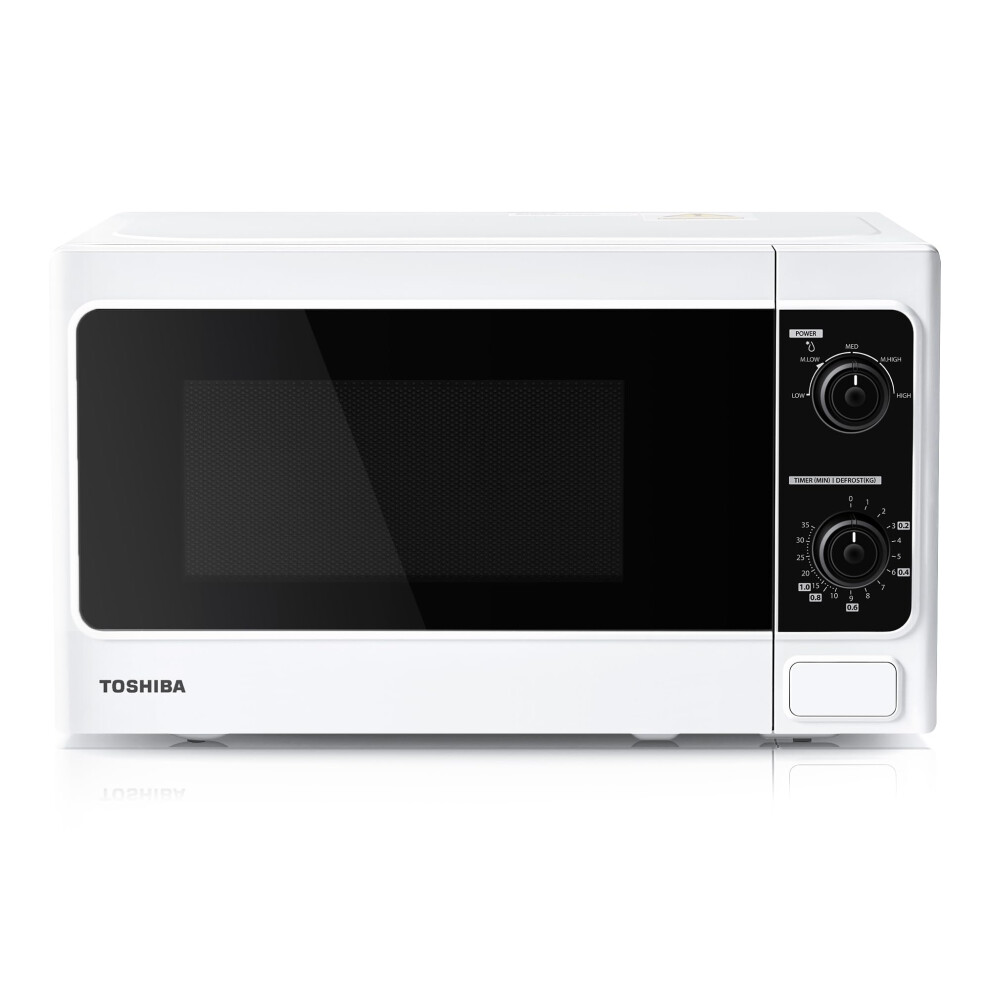 Toshiba 20 Liter 800W Manual Control Solo Small Microwave, Compact With 5 Power Levels, Automatic Defrost Function, Perfect For 9'' Pizza, Clock And