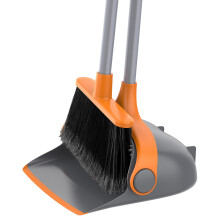 MR.SIGA Long Handled Dustpan and Brush Set, Upright Broom and Dustpan Set with Adjustable Handle, Tall Sweeping Brush with Comb Teeth for Floor