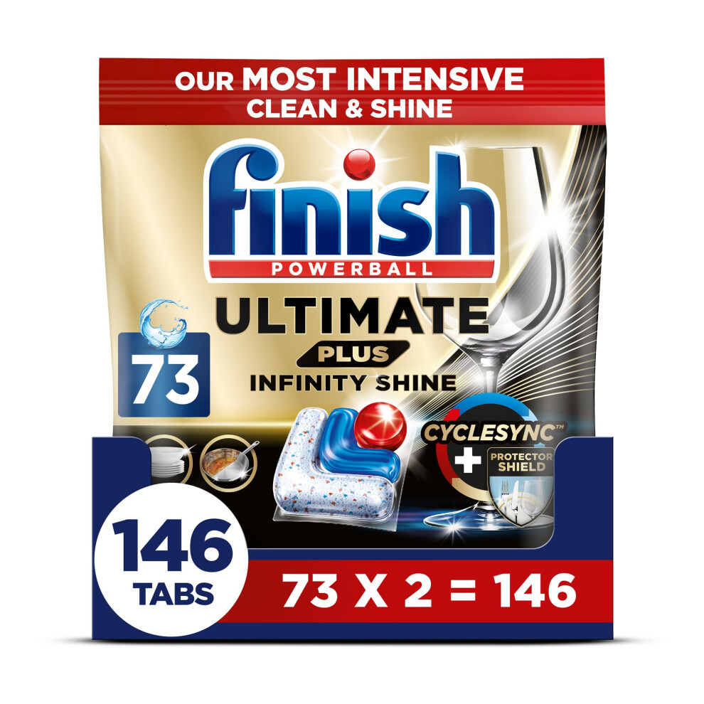 Finish Ultimate Plus Infinity Shine Dishwasher Tablets Bulk |Scent: Fresh | 146 Dishwasher Tabs (73x2) | for A Superb Clean & Diamond Shine
