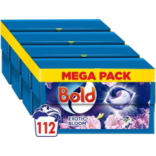 Bold All-in-1 PODS Laundry Detergent Washing Liquid Tablets/Capsules, 112 Washes (4x 28), Stain Remover For Clothes, Exotic Bloom, For Brilliant Clean