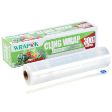 WRAPOK Catering Cling Film Dispenser and Cutter Kitchen Plastic Food Seal Wrap, Foodservice Cook?s Tools for Kitchen, 300mm x 300m