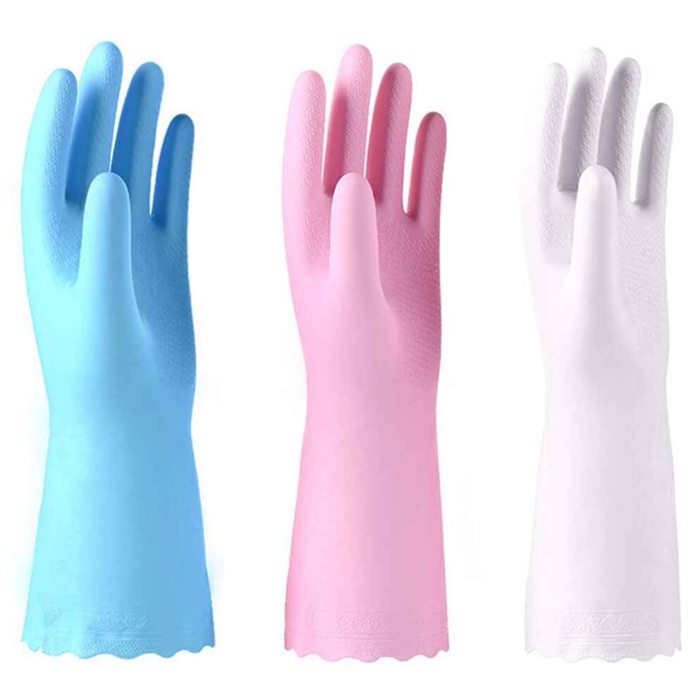 Alimat PluS 3 Pack Reusable Cleaning Gloves Latex Free - Dishwashing Gloves with Cotton Flock Liner and Embossed Palm - Waterproof Household Gloves-image-OPC-PHQHJRZ-NEW