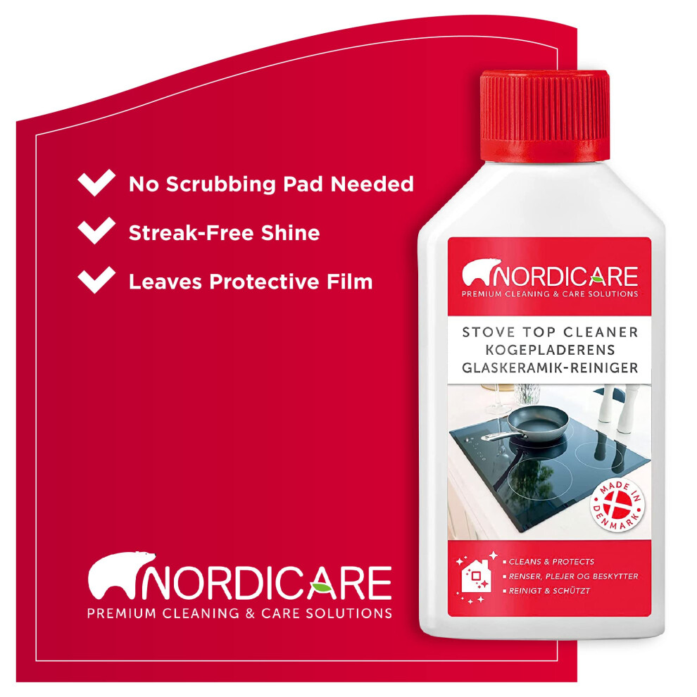 Nordicare Hob Cleaner Glass Ceramic - Induction Stove Top Cleaner Polish And Protector For Everyday Use - Made In Denmark (250Ml)