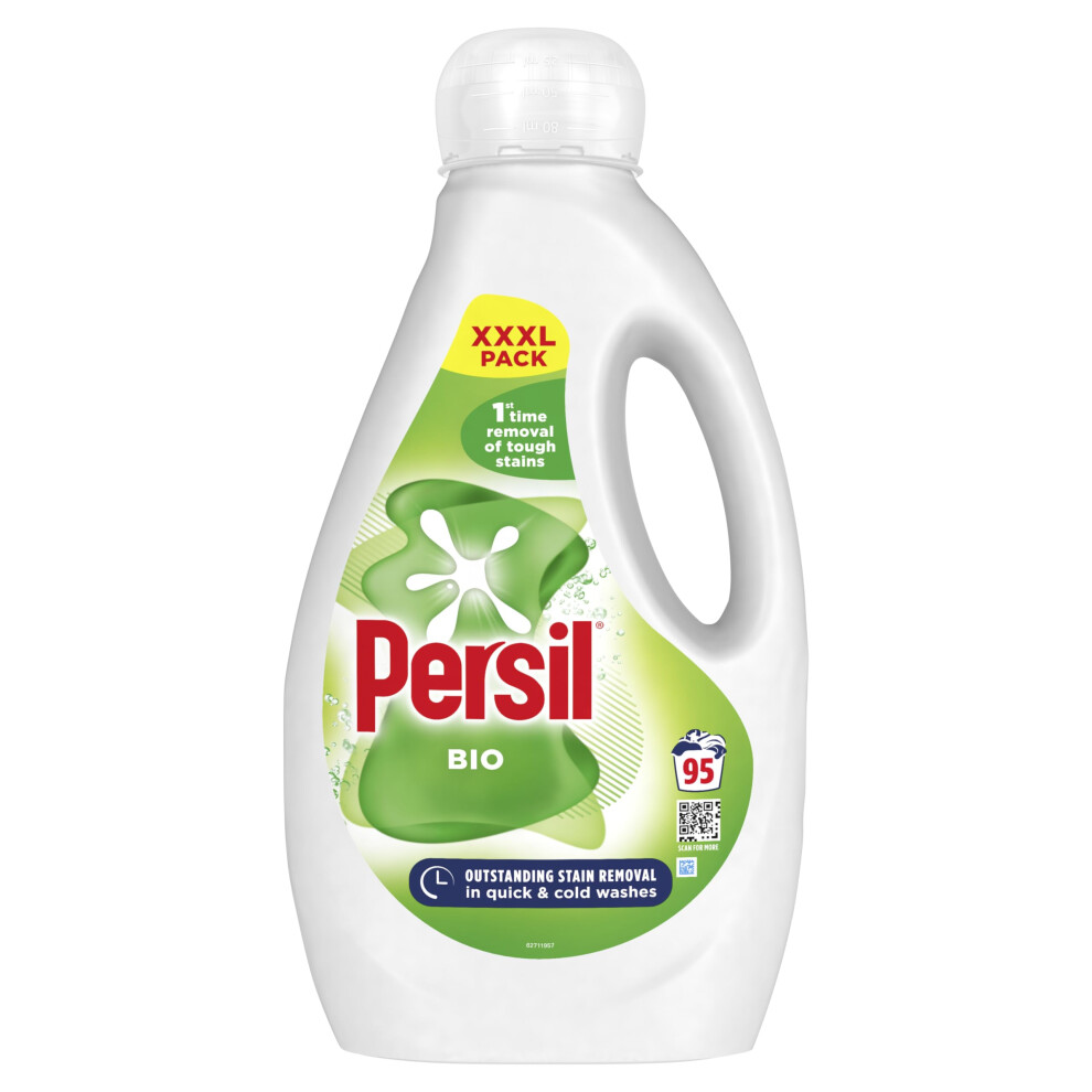New Persil Bio Laundry Washing Liquid Detergent Time Removal Of Tough Stains Outstanding Stain Removal In Quick & Cold Washes 95 Washes (2.565 L) 8.72E+12 1St