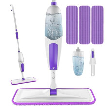 Microfibre Spray Mops for Cleaning Floors: SEVENMAX Flat Foor Mop with 3 Washable Pads 550ml Refillable Bottle Dry Wet Use for Kitchen Bathroom Hard