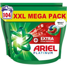 Ariel Platinum PODS? Laundry Detergent Capsules, 104 Washes (52 x 2) ? Extra Stain Removal, Removes 7-Day Dried-In Stains