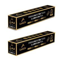 100m - 2 x LuxLiv ? 50m Premium Heavy Duty 20 Micron Thick Kitchen Foil Catering Aluminium Tin Foil Roll - 30cm Wide