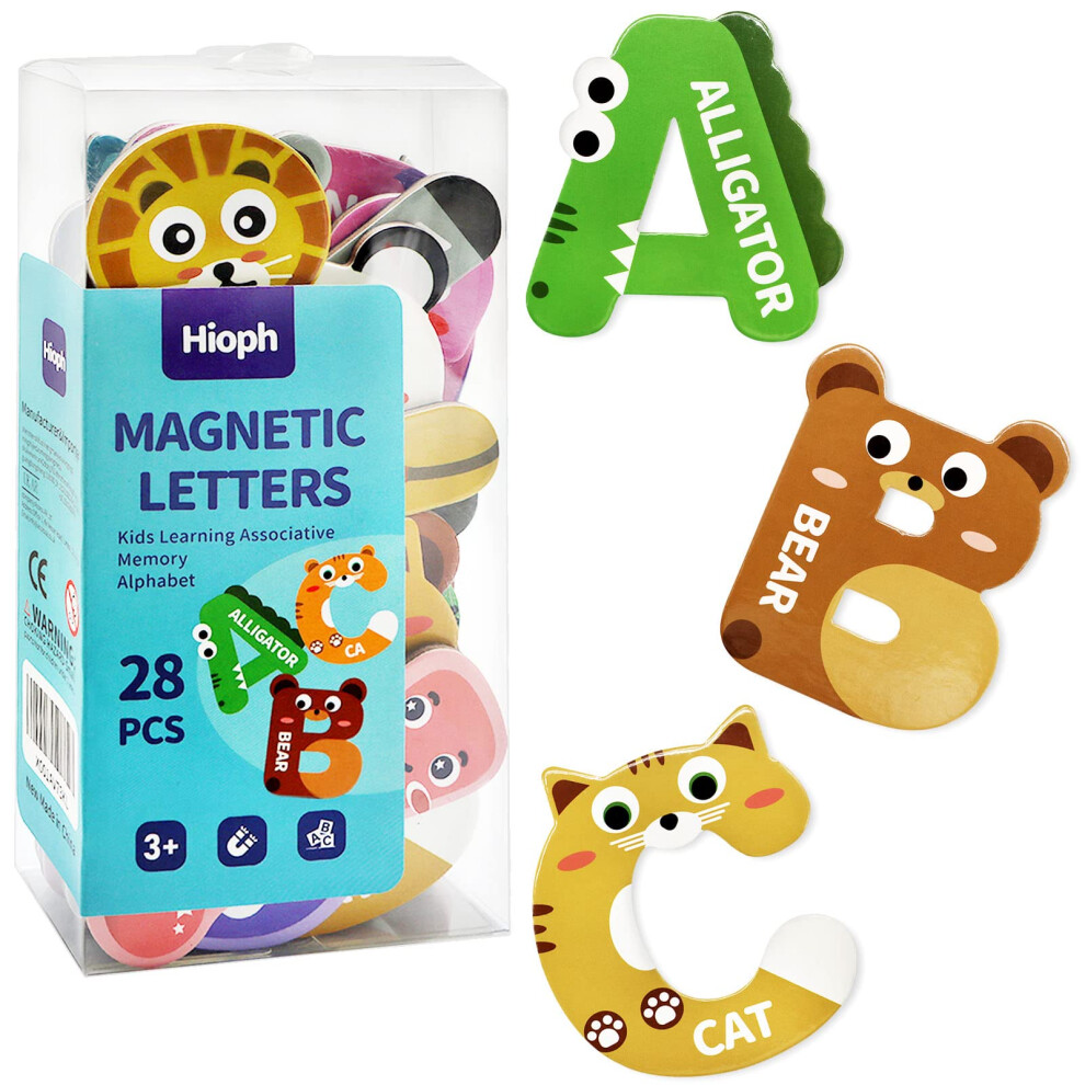 Hioph Large Magnetic Letters For Kid Magnets Fridge Animals Alphabet Toys, Children Magnetic Refrigerator Uppercase Abc Alphabet Cute Spelling