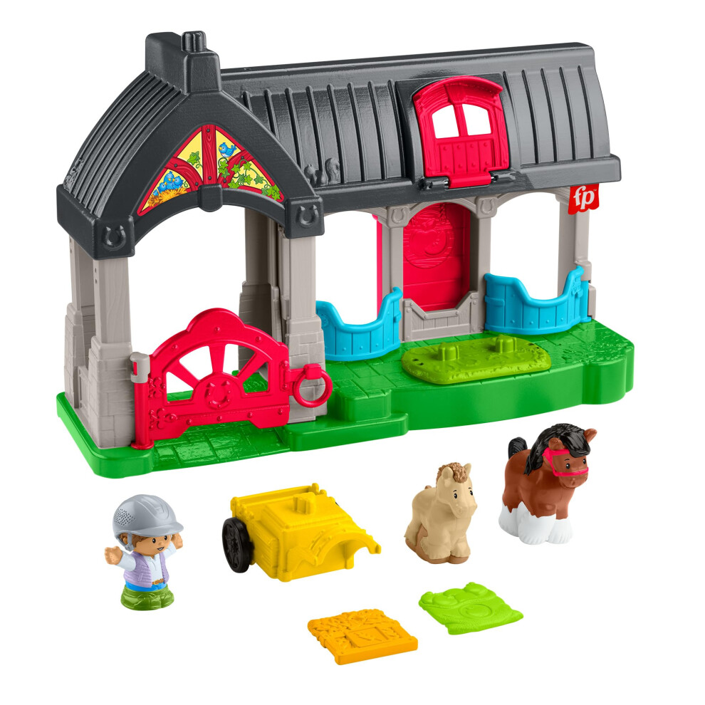 Little People Fisher-Price Toddler Toy Friendly Horses Stable Playset With Sounds, Figures & Accessories For Kids Ages 1+ Years, Hwr84