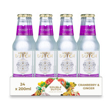 Double Dutch Cranberry & Ginger Premium Tonic Water 24 x 200ml bottles Low Calorie Perfect Mixer for Cocktails, No Artificial Colours Preservatives or