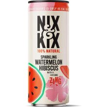 Nix & Kix Natural Watermelon & Hibiscus, Sparkling Soft Drink, Low Calorie & Vegan Friendly, 250 ml (Pack of 12)