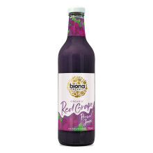 Biona Organic Red Grape Juice 750ml, Pack of 6 - Immediately Pressed After Harvest - Recyclable Glass Bottle - Serve Over Ice Or Top With Sparkling