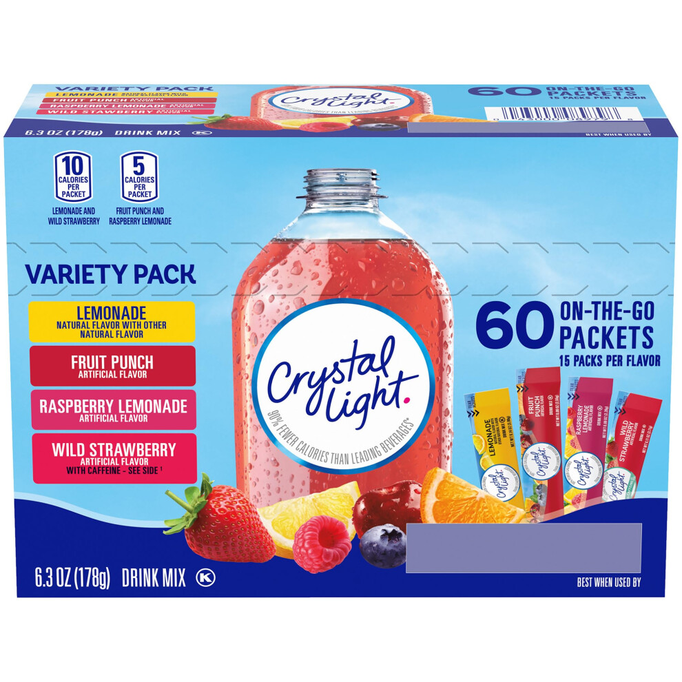 Crystal On The Go, 60 Ct. - Variety Pack (Lemonade, Fruit Punch, Raspberry Lemonade, Wild Strawberry) 178G Light