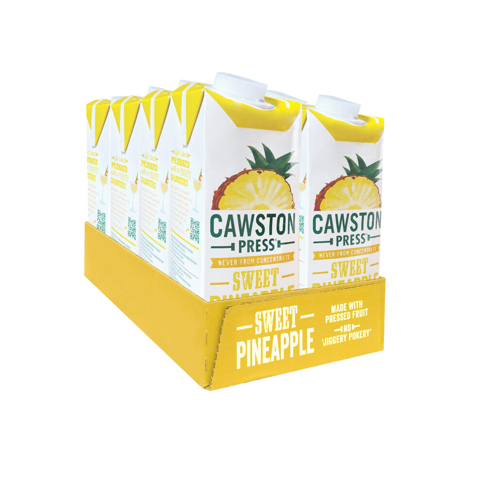Cawston Press Pineapple Pressed Juice - 1 Litre Pack Of Juice Cartons All Natural ? Vegan ? No Added Sugar, (Pack Of 8)