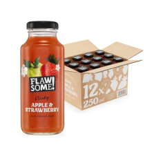 Flawsome! Apple & Strawberry 12x250ml - Cold-Pressed Juice - No Added Sugar Pressed Apple & Strawberry Juice ? 100% Natural Pure Juice with No