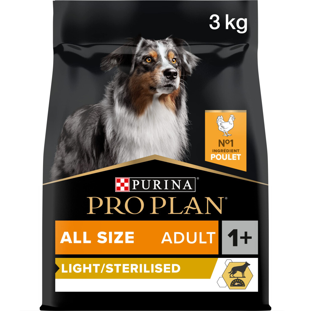 Pro Plan Light Adult / Sterilised Dry Dog Food With Chicken, For Neutered Dogs 3Kg