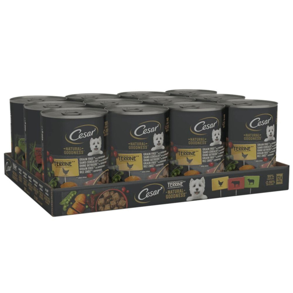 Cesar Natural Goodness in Loaf 12 x 400 g Cans, Adult Premium Wet Dog Food, Mixed Selection
