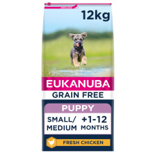 Eukanuba Grain Free Complete Dry Dog Food for Puppy Small and Medium Breeds with Fresh Chicken 12 kg