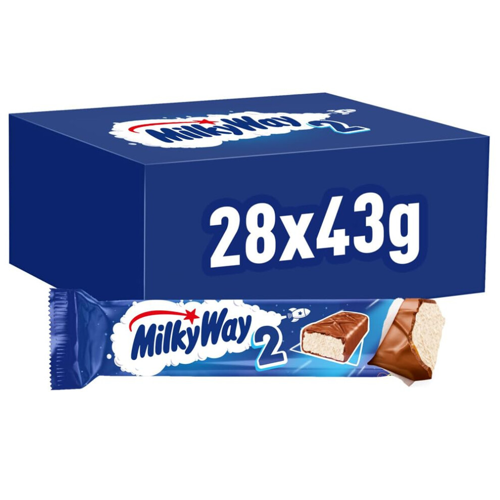 Milky Way Chocolate Bars, Nougat & Milk Chocolate Bulk Box, 28 X 43G, Ideal For Party Bag Fillers, Snacks Or Hamper
