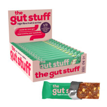 The Gut Stuff High Fibre Fruit & Nut Bars ? Gut Friendly Snack, Gluten Free, Vegan, Low Calorie, All Natural - Apple & Cinnamon, 12 x 35g Box