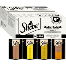 Sheba Select Slices Cat Food Pouch for Adult Cats with Duck, Turkey, Chicken and Poultry in Gravy 120x85g