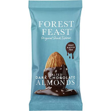 FOREST FEAST Salted Dark Chocolate Almonds 12 x 40g | Dark Chocolate Coated Salted Almonds with Real Belgian Dark Chocolate, Gluten Free High Protein
