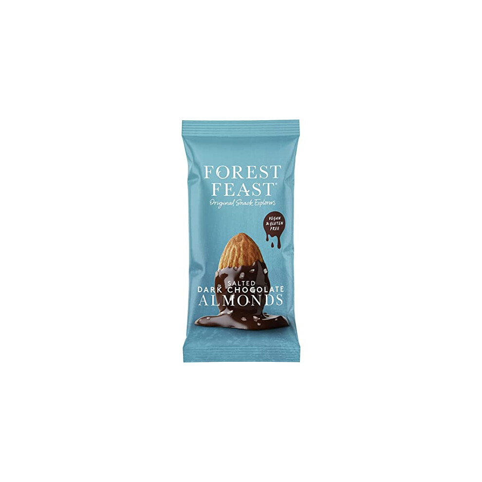 Forest Feast Salted Chocolate Almonds 12 X 40G | Chocolate Coated Salted Almonds With Real Belgian Chocolate, Gluten Free High Protein Dark