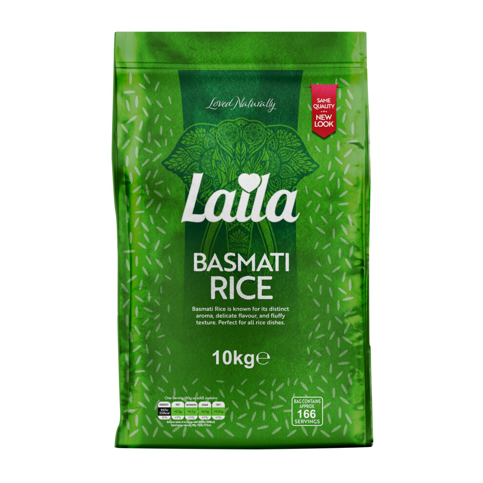 Laila Basmati Rice 10Kg, Aromatic Rice Basmati-Style, 10Kg Basmati Rice Long For Biryani, Pilaf Or Pulao, Gluten Free Rice, 100% Pure Long Grain