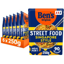 Ben's Original Street Food Singapore ready in 90 seconds Noodles Ready Meal serves 1 multipack 6x 250g