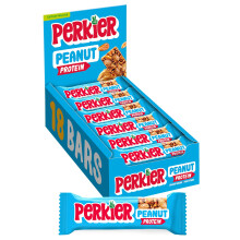 Perkier Peanut, 18 Bars, Vegan, Gluten Free, Protein, High Fibre, Lower Sugar Snack, Natural Ingredients, Lower Calorie, Healthy, No Palm Oil, Carbon