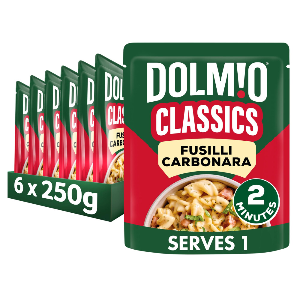 Dolmio Classics Fusilli Carbonara Ready In 2 Minutes Pasta Ready Meal Serves 1 Multipack 6X 250G