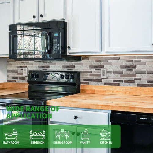 LONGKING Self-Adhesive Kitchen Backsplash  Marble Look Decorative Tiles (10 Tiles) (Multi) 2