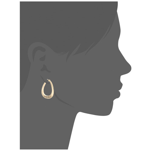 Guess GUESS "Basic" Gold Small Oval Logo Hoop Earrings 2