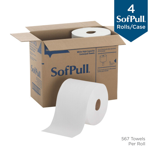 SOFPULL CENTERPULL HIGH-CAPACITY PAPER TOWELS BY GP PRO (GEORGIA-PACIFIC)  28143  WHITE  4 ROLLS PER CASE  567 TOWELS PER ROLL 2