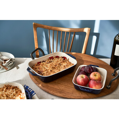 Staub Ceramic 2 -PC Rectangular Baking Dish Set - Dark Blue 2