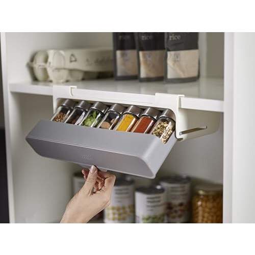 Joseph Joseph Joseph Joseph Spice Rack Organizer - Under-Shelf Kitchen Cabinet Storage Solution for Spices  Grey 2