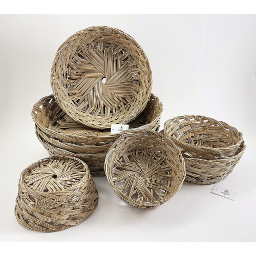 CalCastle Round Gift Baskets Woven Bread Roll Baskets Food Serving Baskets Natural Coco Midrib Material (8"""" - 2PCS) 1