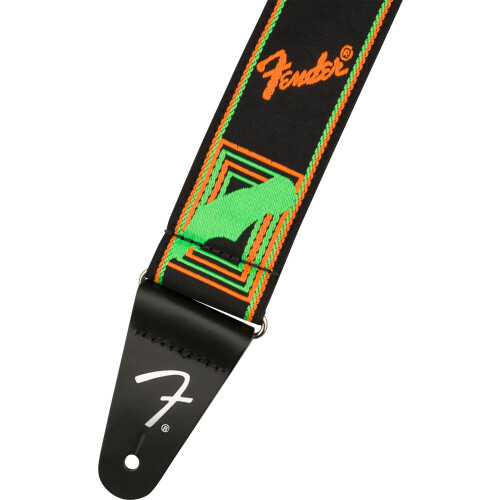Fender Fender neon monogram 2-tums gitarrrem - grnt och orange paket med remblock och val 2