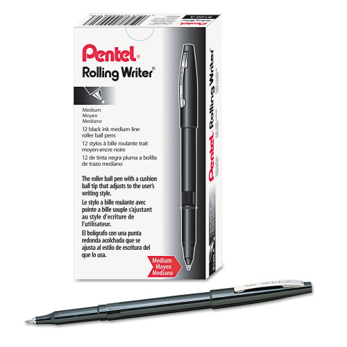 Pentel Στυλό Pentel R100A Rolling Writer, 8mm, Μαύρο Barrel/Μελάνι, Δώδεκα 2