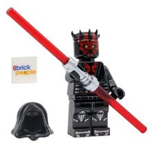 Lego Star Wars: Darth Maul Minifigure with Metallic Silver Armor, Hood, Cape and Dual Lightsaber, Ages 6+