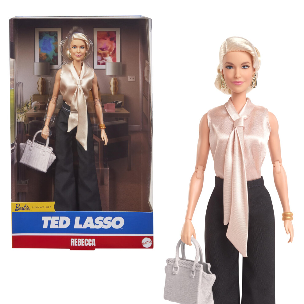 Barbie Signature - Rebecca Welton Della Serie Ted Lasso, Bambola Da Collezione Con Elegante Blusa E Pantaloni Neri, Confezione Per L'esposizione, Giocattolo Per Bambini, 6+Anni, HJW93-image