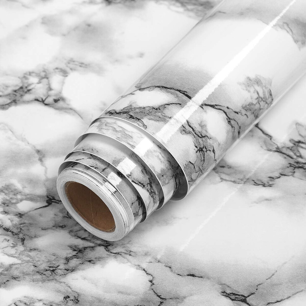 Lacheery 24"X160" Faux Marble Contact Paper Peel And Stick Wallpaper Decorative Gray Marble Adhesive Film For Cabinets Backsplash Shelf Liner Dresser 717066785580