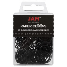 JAM PAPER Circulaire paperclips - Ronde paperclips - Zwart - 50/pak