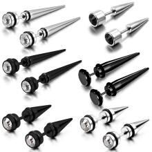 Aroncent 12PCS RVS Fake Tapers Heren Oorbellen Illusion Tunnel Cheater Piercing Sieraden Fake Gauge Fake Oorbellen Spike Stud Oorbellen Set voor Mann