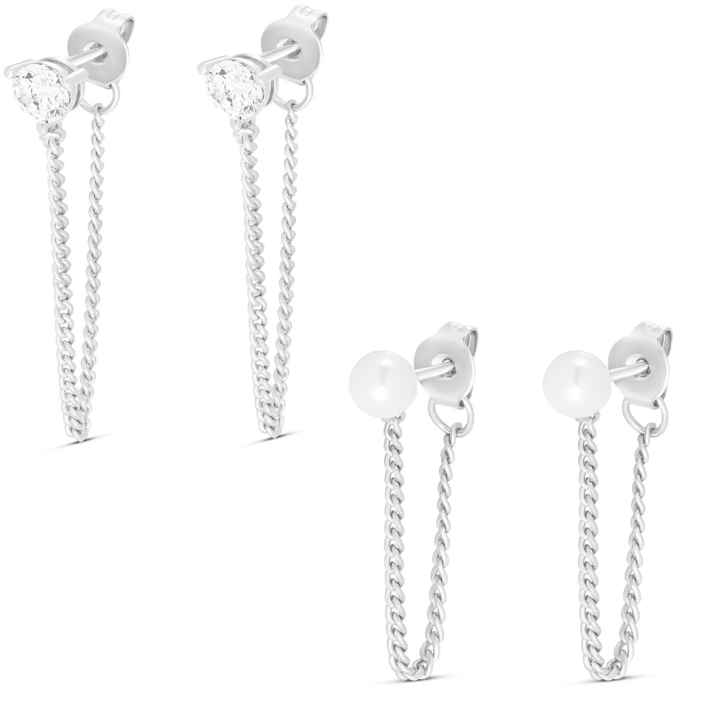 Ensemble De Boucles D'oreilles Pendantes En Oxyde De Zirconium Plaqu Argent Amazon Essentials-image