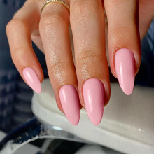 48 stuks roze pers op amandelnagels - middellange stiletto- en kunstnagels dikke natuurlijke acrylgelafwerking