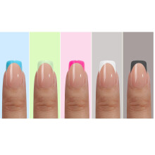 Jsiallye French Tip Press On Nails 150Pcs French Gel Nail Tips Short Square Soft Gel Pre-shaped No Need to File 3 in 1 Tips Fake Nails for Nail Ar
