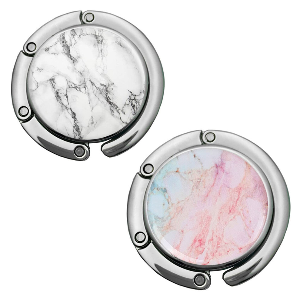 Foldable Purse Hook Womens Bag Table Hanger Collection Desk Hooks for Purse (2pack W-OP Marble Hook)-image-OPC-PGSRPQK-NEW