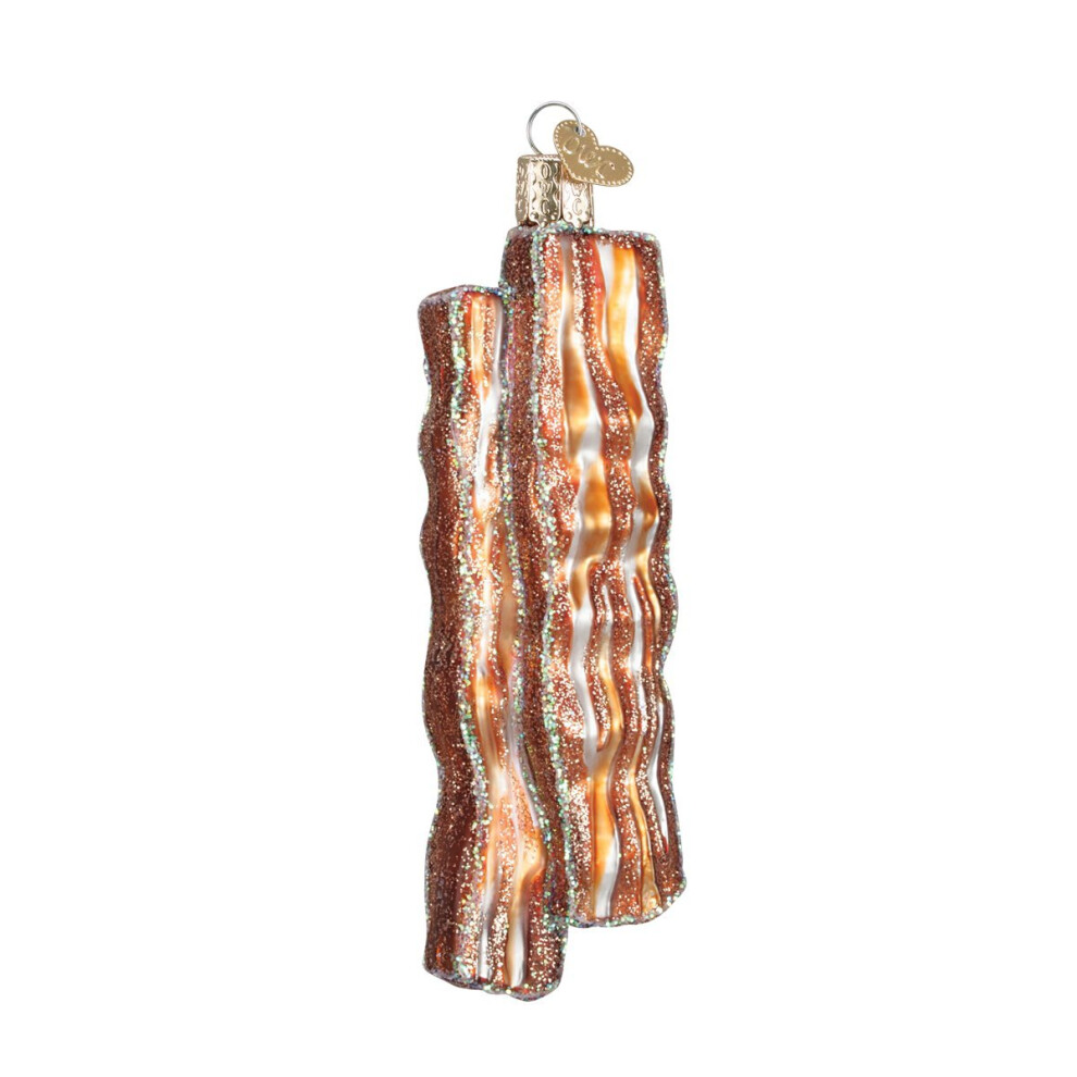 D   corations de No   l du Vieux Monde   : D   corations en verre souffl    avec des tranches de bacon pour sapin de No   l