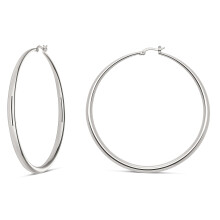MILLA 14K Gold Hoop Earrings For Women Silver Hoop Earrings & Rose Gold Earrings with Graduated Curvature (Silver Plated/Large - 2.8 in)
